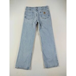 Carhartt Jeans Mens 35x34 Blue Thrashed Relaxed Fit Straight Leg Denim Workwear